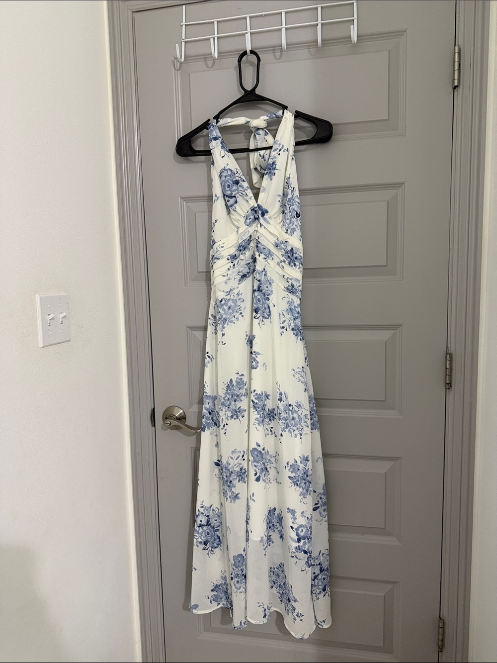 Blue Floral Halter Maxi Dress - Women